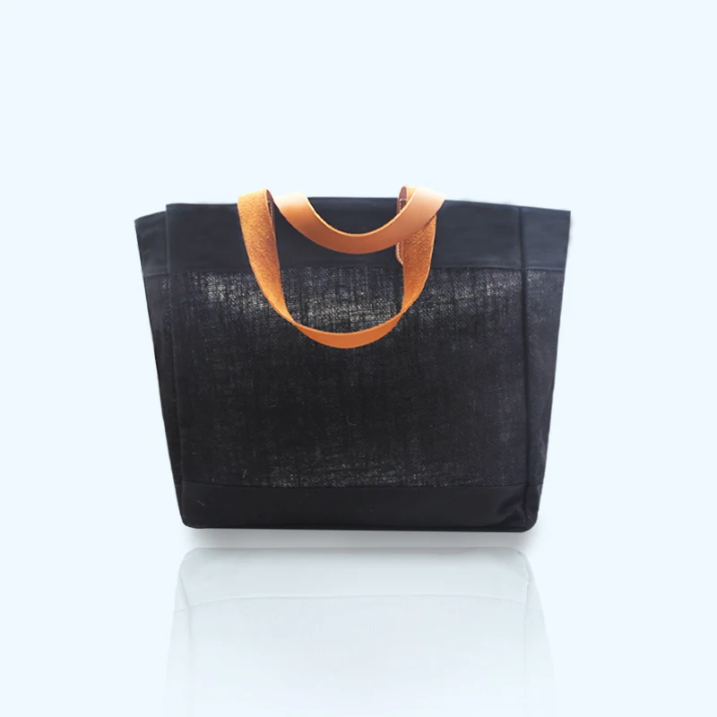 

Jute Beach Leather Portable Shopping handle Bag