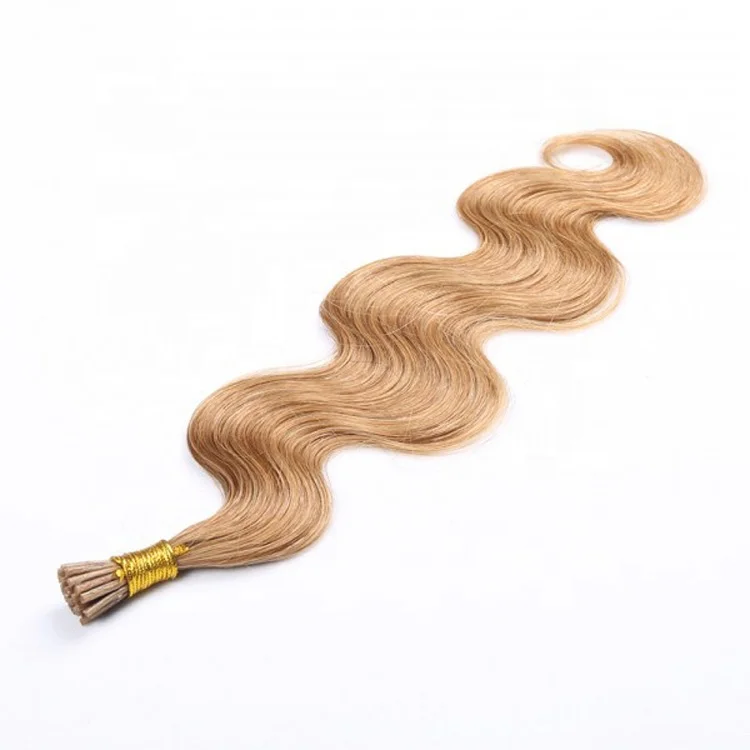 

Pre Bonded Virgin Remy Hair Extensions, 27# Dark Blond Keratin I Tip Hair Extension