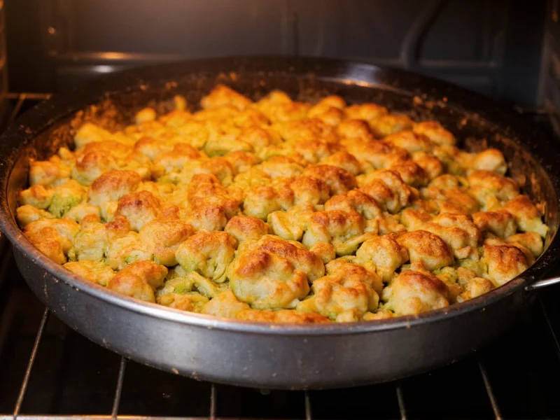 Baking stuffing in oven with golden crispy top
