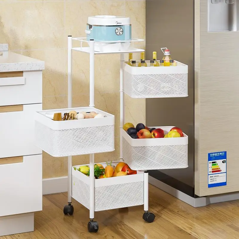 

Multifunctional Storage Rack Vegetable Rotating Storage With Wheels