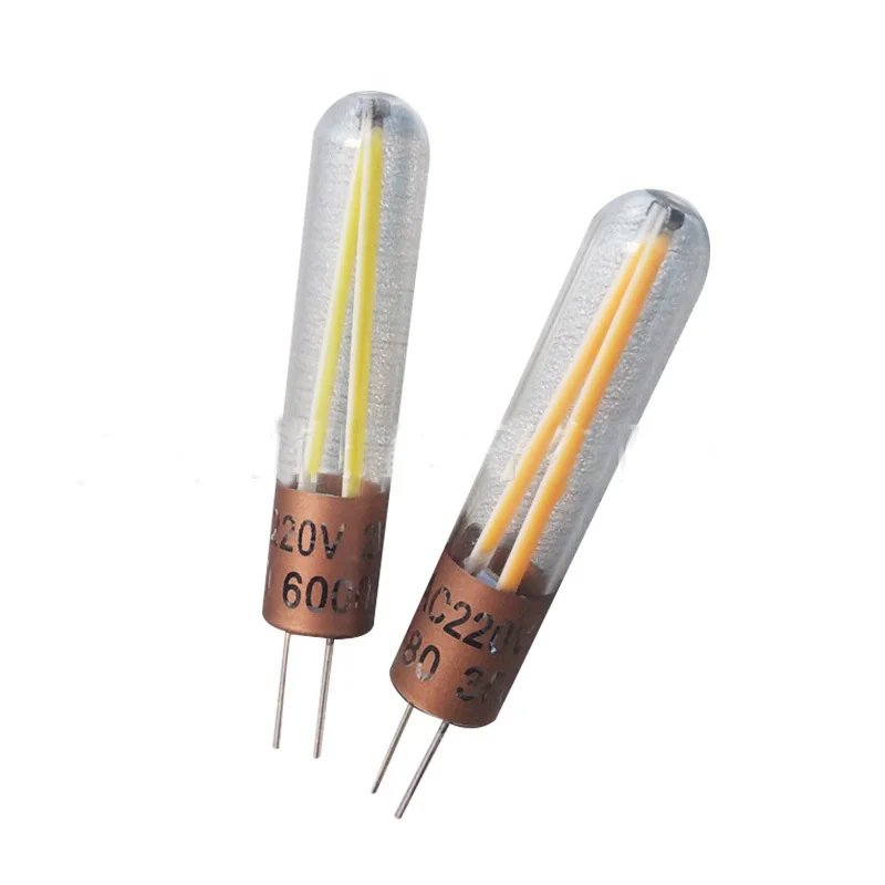 High voltage replacement halogen bulbs 2W 220V G4 2 Pin Small Glass LED COB Filament Lamp Light