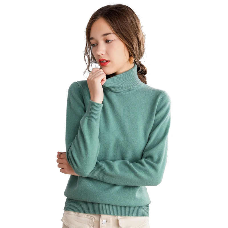 

2020 New Autumn and Winter Soft Slim Fit Women Turtleneck 100% Pure Merino Wool Sweater