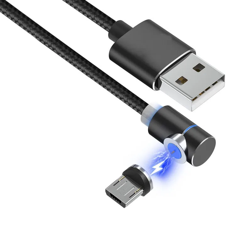 

Magnetic Fast Charging Cable Nylon Braided New 2019 Metal Magnetic Cable Micro USB Led light 1M Magnetic Charger Adapter, Blue,red,silvery