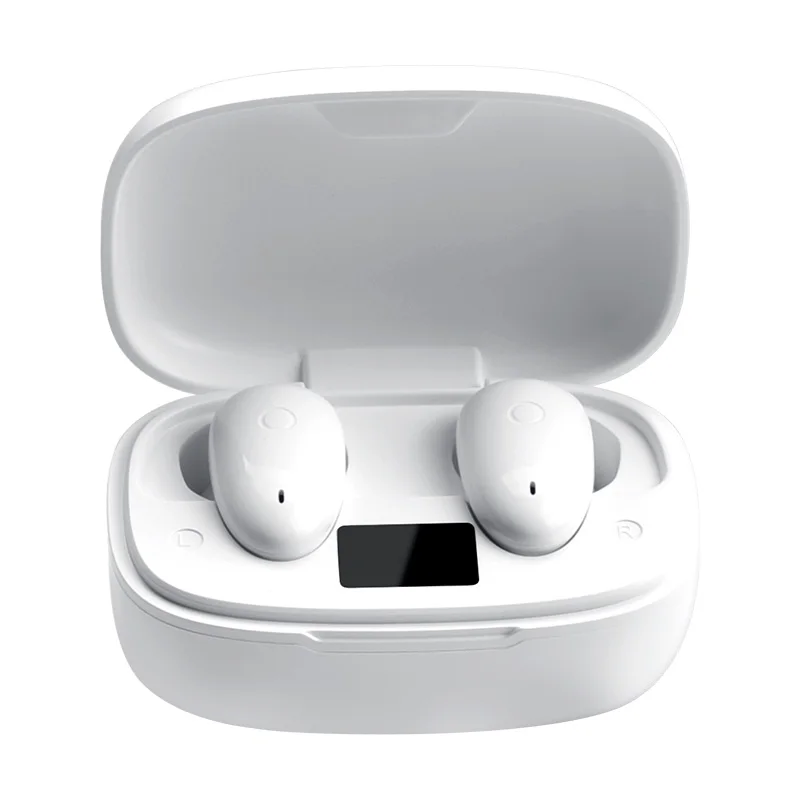 

2021 New Hand Free Earphone Headphone TWS 5.0 Wireless Earbuds with LED Display, White/black