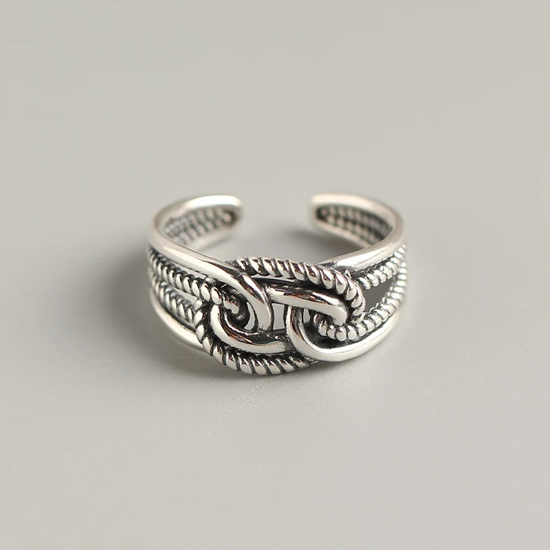 

VIVILADY highly qualified jewelry 925 sterling silver original personality twist adjustable ring female
