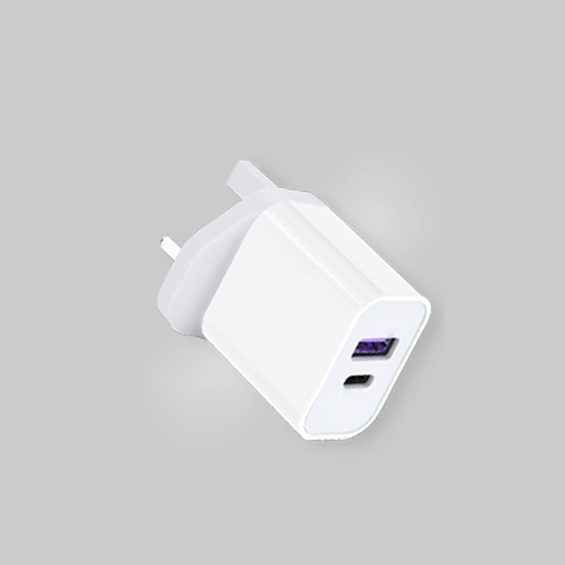 

US/EU/UK plug 20W USB-C PD+ 18W QC 3.0 fast charger for iphone 12, White