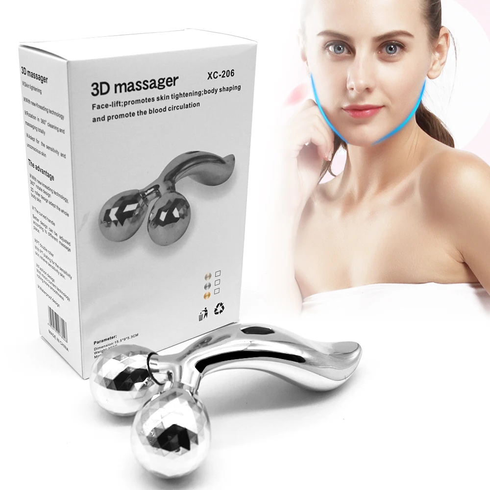 

Portable Handheld Mini 3d Face Lifting Roller Massager, Silver
