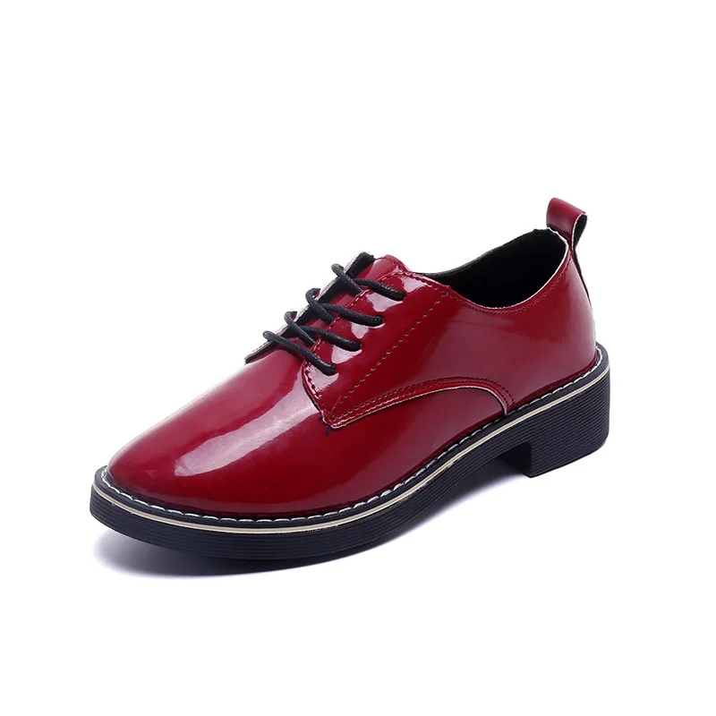 

Fashionable New Trend Custom Logo Unisex Breathable Flat Leather Casual Shoes For Women Dress, Red black