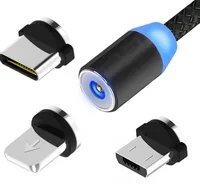 

6feet 2m 3in1 magnetic magnet charging usb data cable charger for iphone micro type c magnetic cable