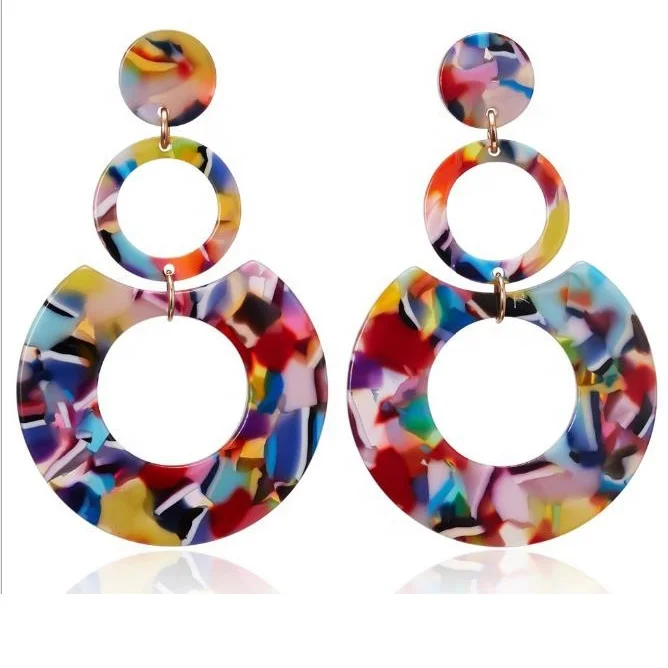 

Hot Sale Large Acetic Acid Stud Earring Bohemian Acrylic Earrings