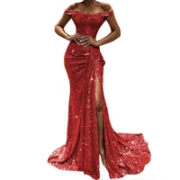

2019 Off Shoulder Women High Fashion Beaded Evening Dress Gowns