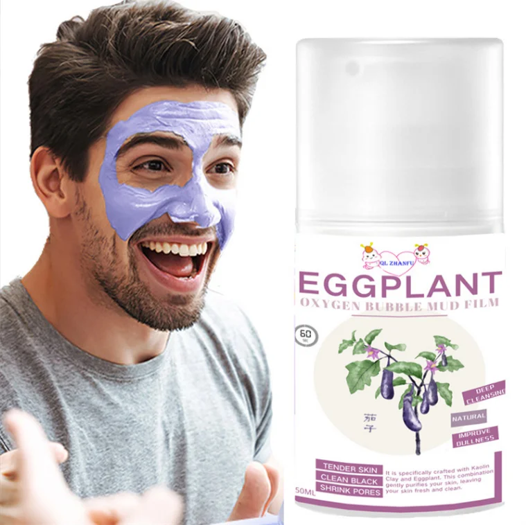 

Eggplant Bubble Facial Mud Mask Natural Deep Basic Cleaning Pores Shrinking Oil Control Organic Nourishing Face Care Clay Mask