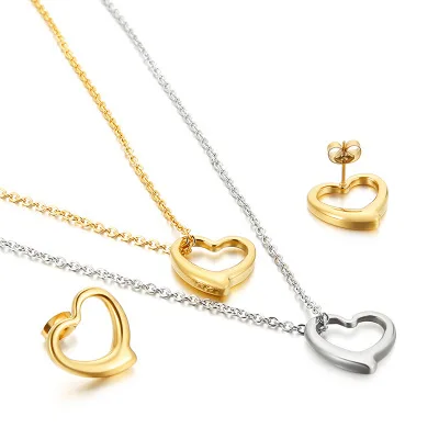 

2020 Trendy Stainless Steel Necklace Jewelry Double Layers Charm Heart Pendant Necklace For Gifts, Gold,silver
