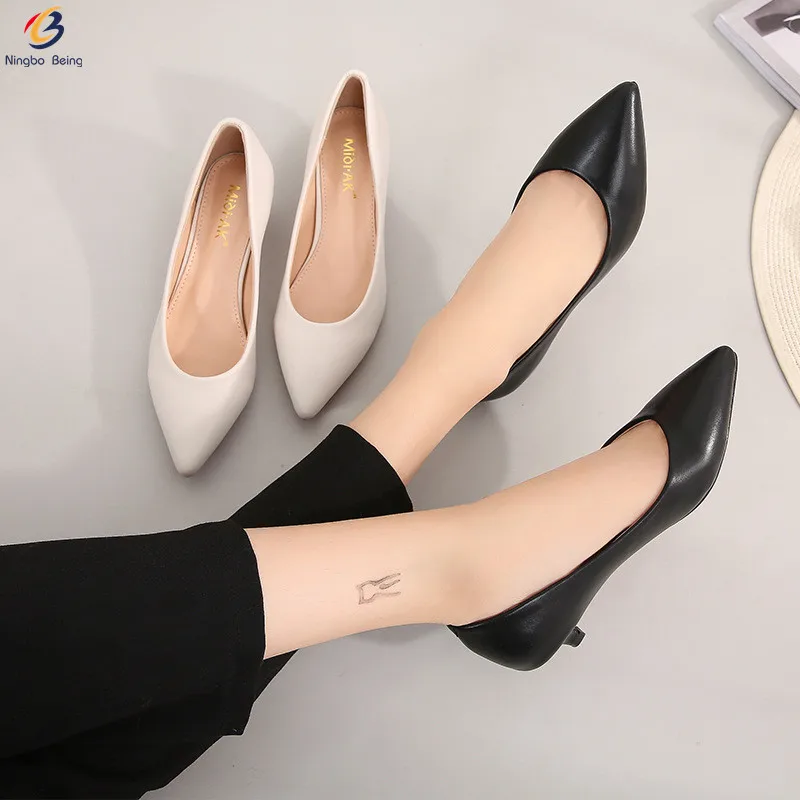 

New arrival pointy toe office ladies heel shoes women's shoes fasion heels dress shoes & oxford slip on