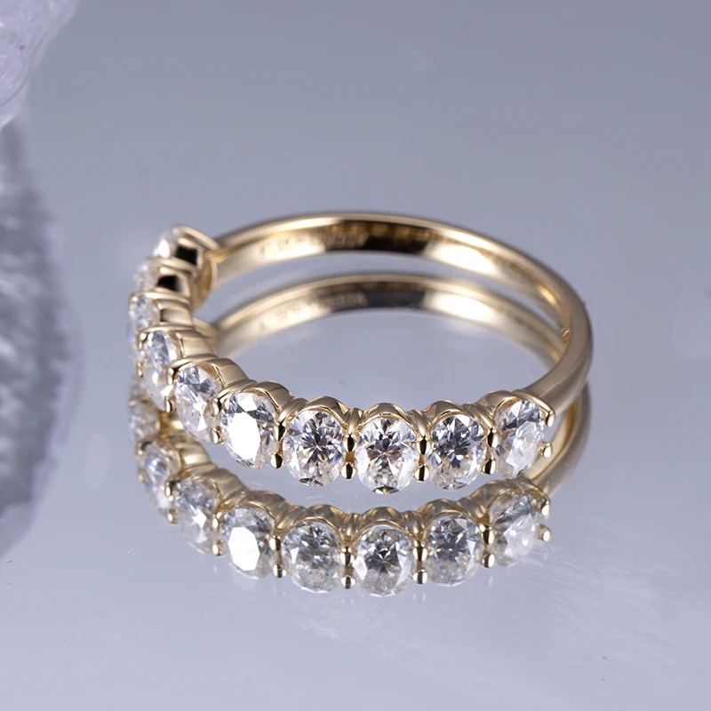 

Messi Jewelry MSR-823 18K Gold Oval Moissanite Eternity Ring