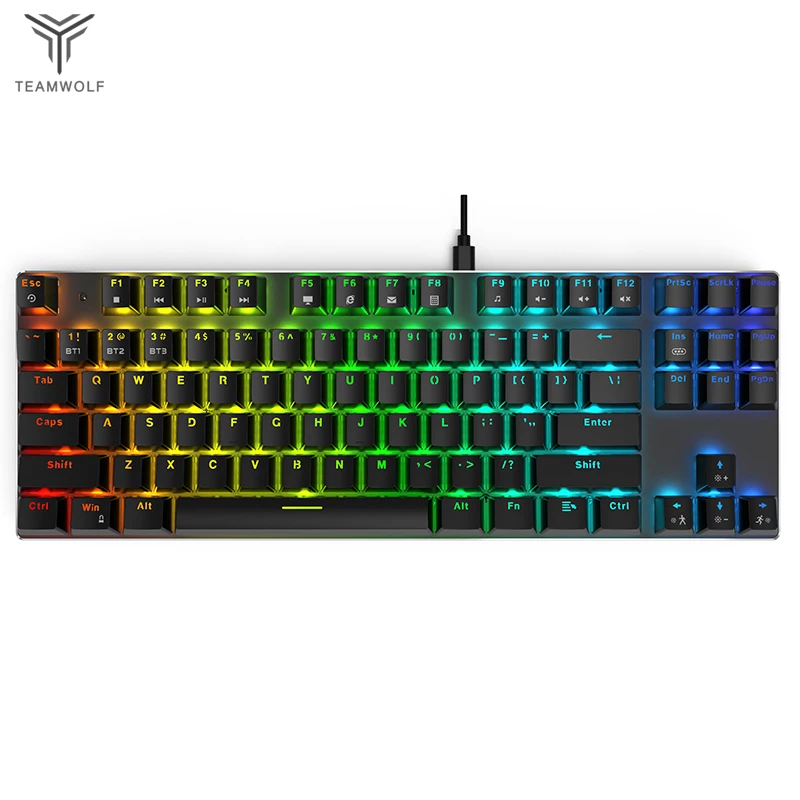 

USB Wired Wireless Blue tooth Tri-mode Mechanical RGB Back light Computer 87 Keys Multi-Function Gaming Keyboard