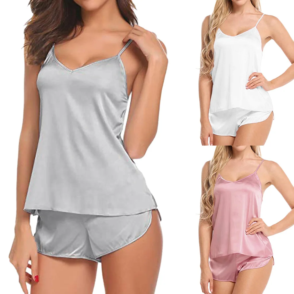 

Women Sleeveless Sleepwear Summer Ladies Lingerie Nightwear Cheap wholesale Pajama