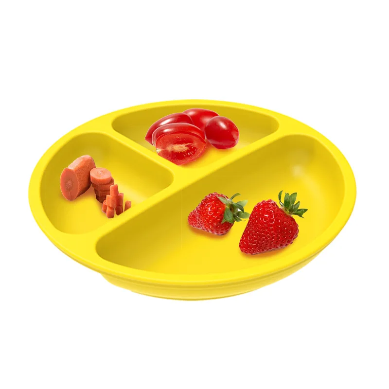 

New baby silica gel plate with four reinforced cups divided into children's silica gel bowl and infant supplementary food bowl