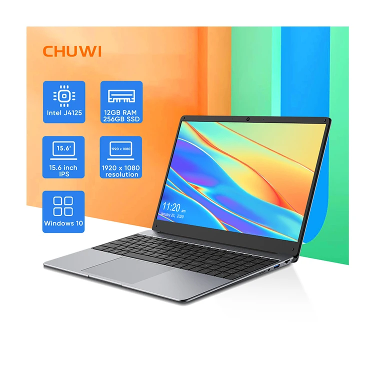 

CHUWI HeroBook Plus 15.6 inch 1920*1080 IPS Intel UHD Graphics 600 Intel Celeron J4125, 2.7GHz 4K video Laptop Lab Top Computer, Gray