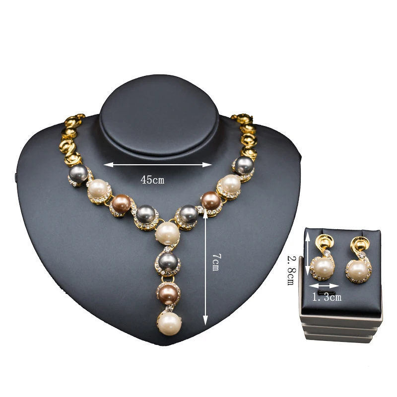 

Fashionable Wholesale Ladies Alloy Pearl Necklace Set Jewelry For Women