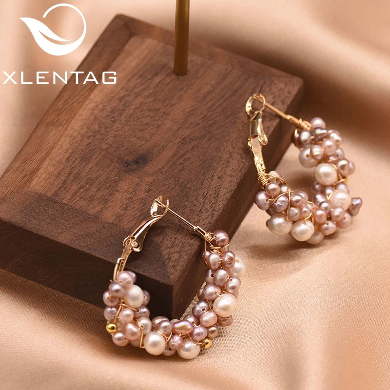 

XlentAg Colorful Real Freshwater Pearl Earrings For Women Wedding Earings Party Fine Natural Peals Earrings Boho Jewelry