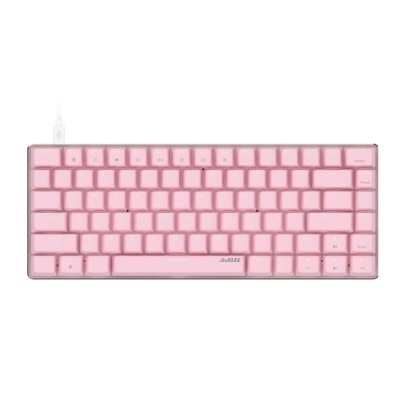 

Mechanical keyboard compact 82-key mini portable wired white backlit electric gaming keyboard pink female gamer