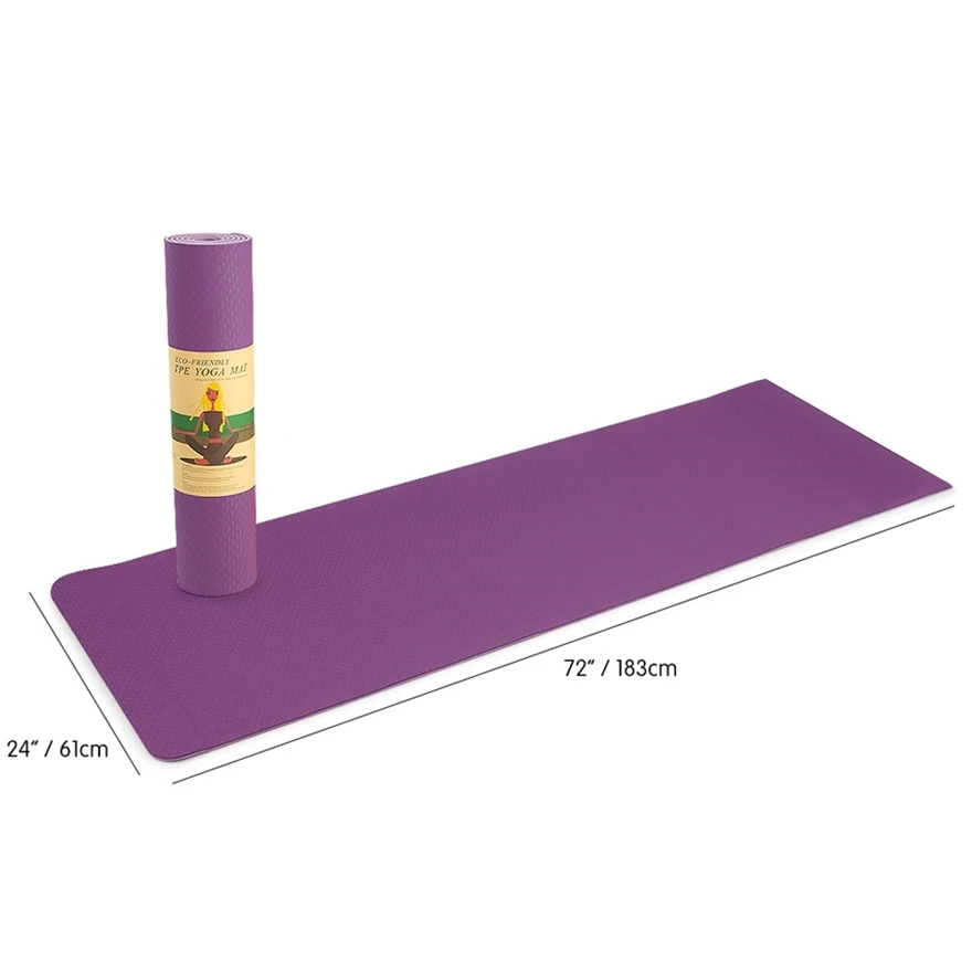 

Washable private label 183*61CM TPE yoga mat thick 8MM with black mesh bag and strap, Customized