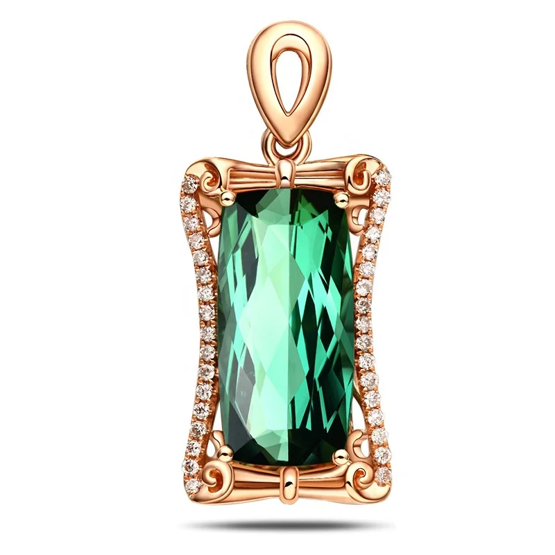 

Big green crystal emerald gemstones diamonds pendant necklaces for women rose gold color choker jewelry bijoux bague