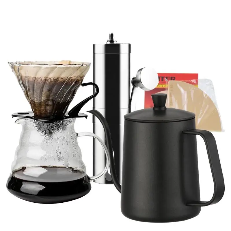 

New Arrival Eco-friendly V60 Drip Sets 580ml Heatproof Coffee Server Kettle Filters Hot Sale, White