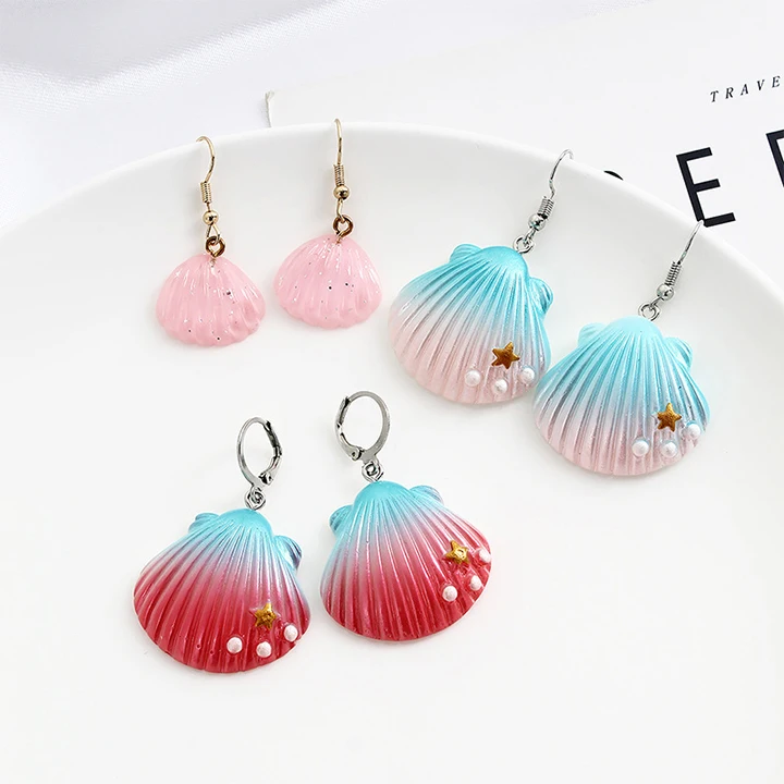 

Hot Sale Cute Beach Jewelry Colorful Ocean Shell Pendant Earrings Bohemian Earrings for Women, Picture shows