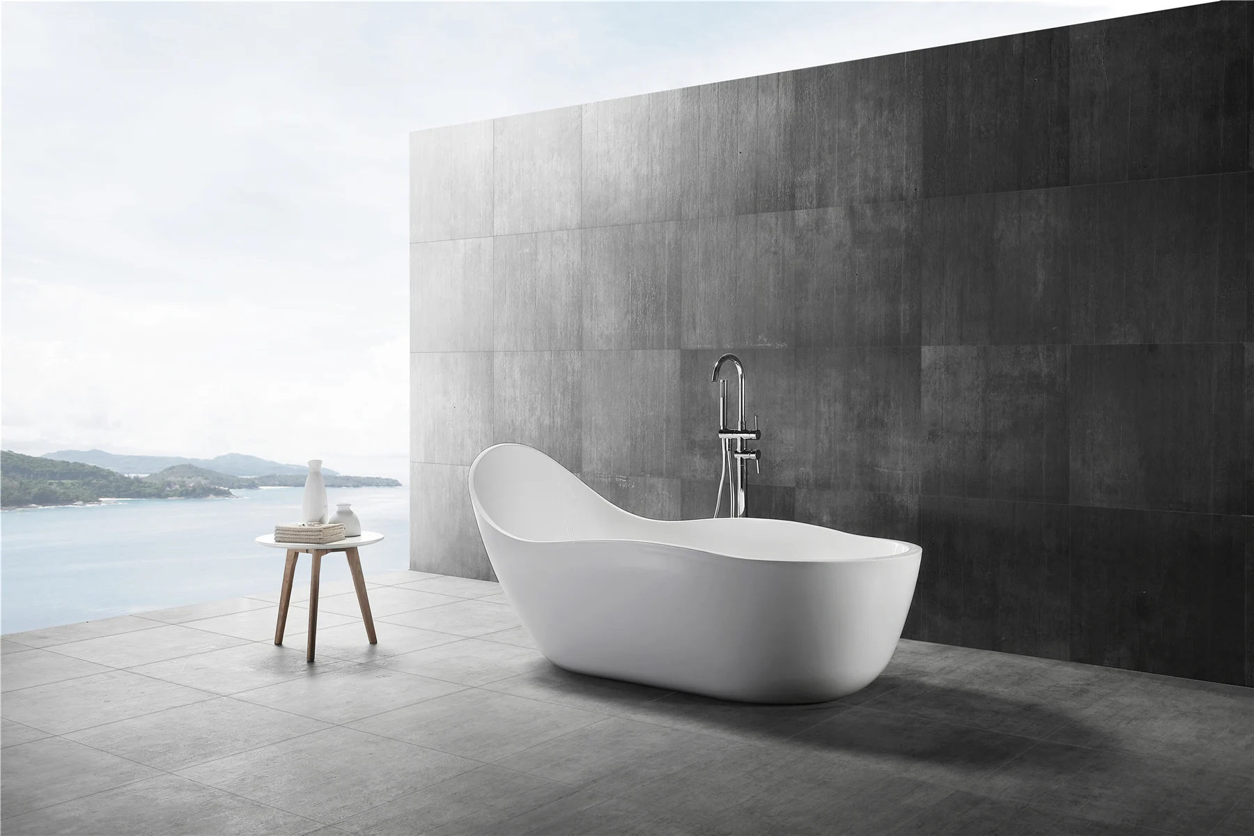 Cheap shaped acrylic pure white freestanding bathtub bath tub