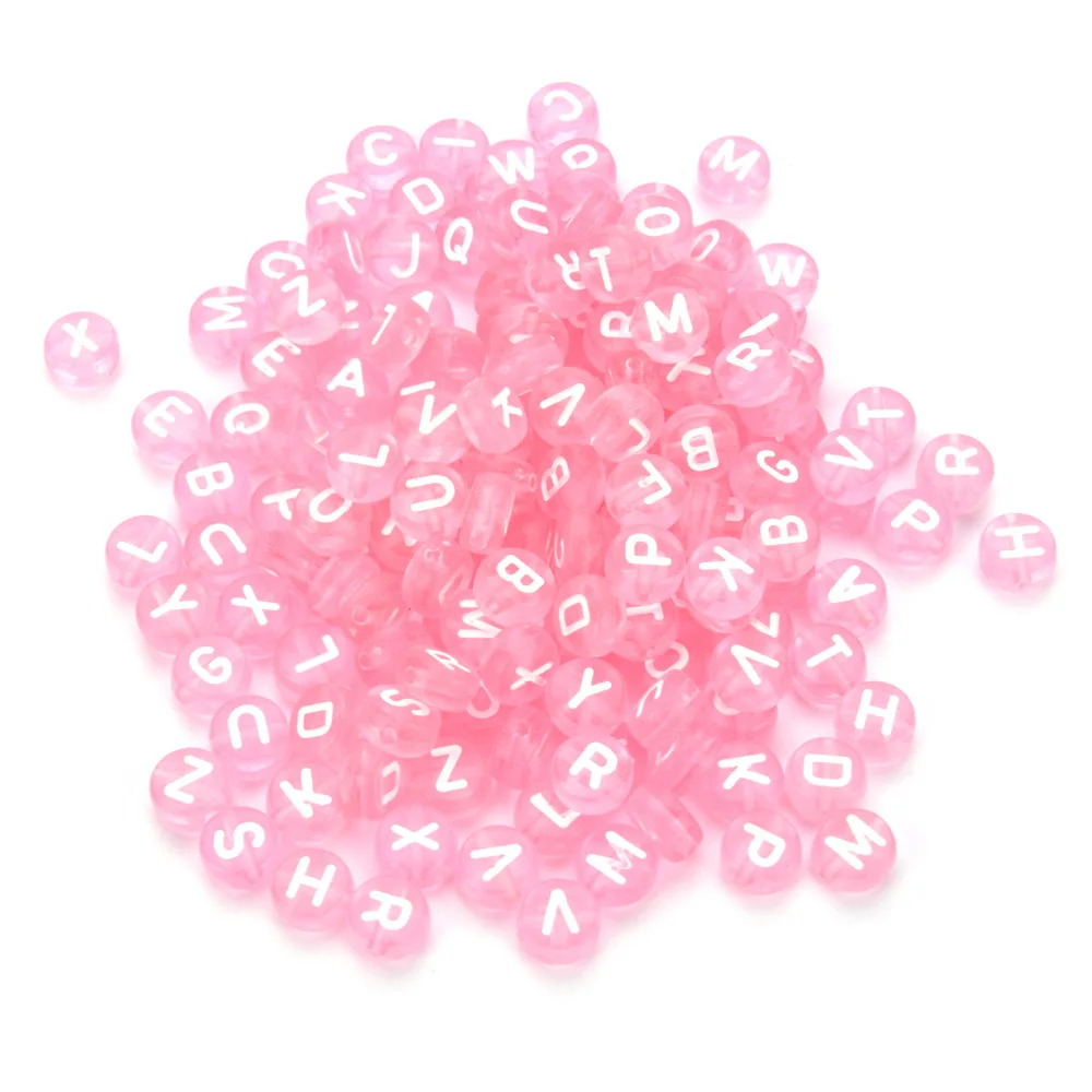 

Hobbyworker 100pcs 7mm Flat Round Pink Transparent Acrylic Alphabet Loose Letter Beads For DIY Jewelry Making, Picture