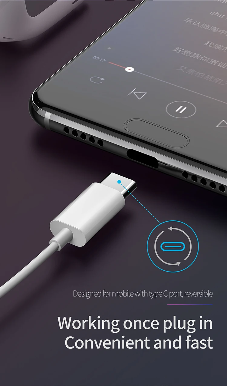Mcdodo mobile type c plug in-ear earphone 1.2m high quality wired type-c earbuds for xiaomi/huawei - ANKUX.COM