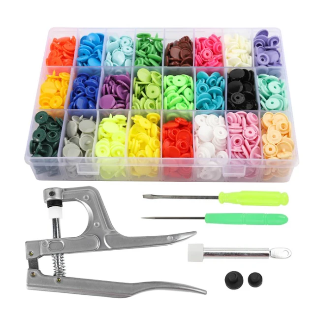 

360 Sets T5 Plastic Snap Button with Snaps Pliers Tool Kit & Organizer Containers,Easy Replacing Snaps, Button Press Machine, Various