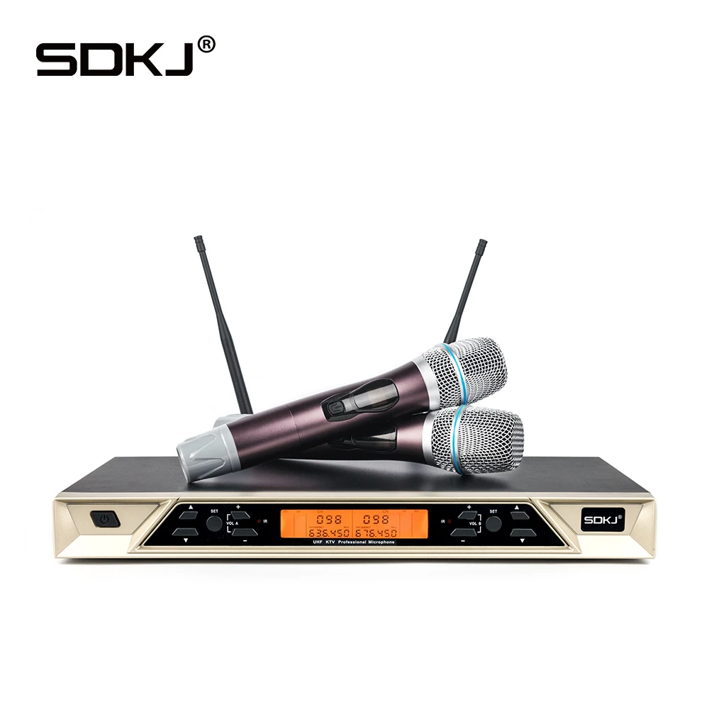 

Enping SDKJ K20 audio system uhf 2 handheld wireless collar microphone professional Karaoke conference microphone