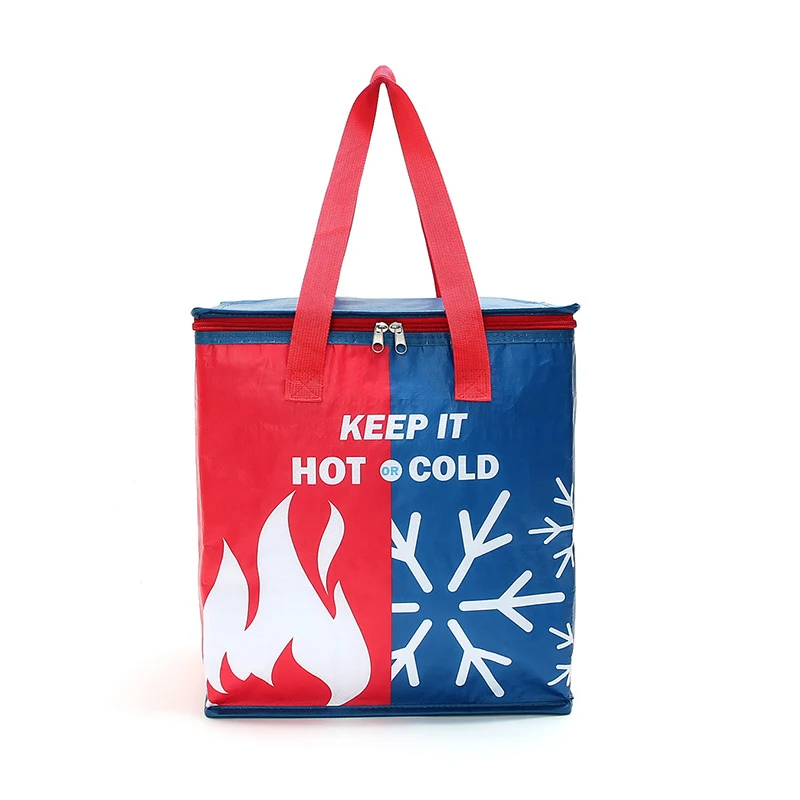

Wholesale low price pp woven cloth portable insulated bag outdoor picnic bento film ice cooler bag