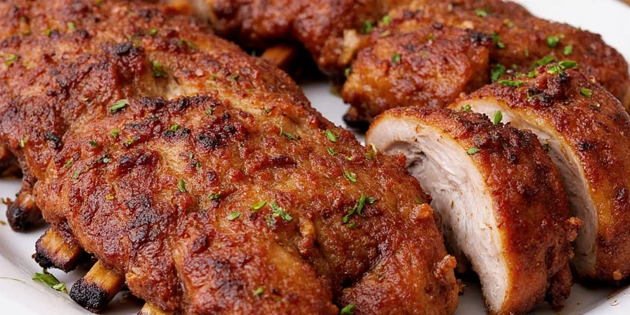 Slow oven pork ribs with various spices