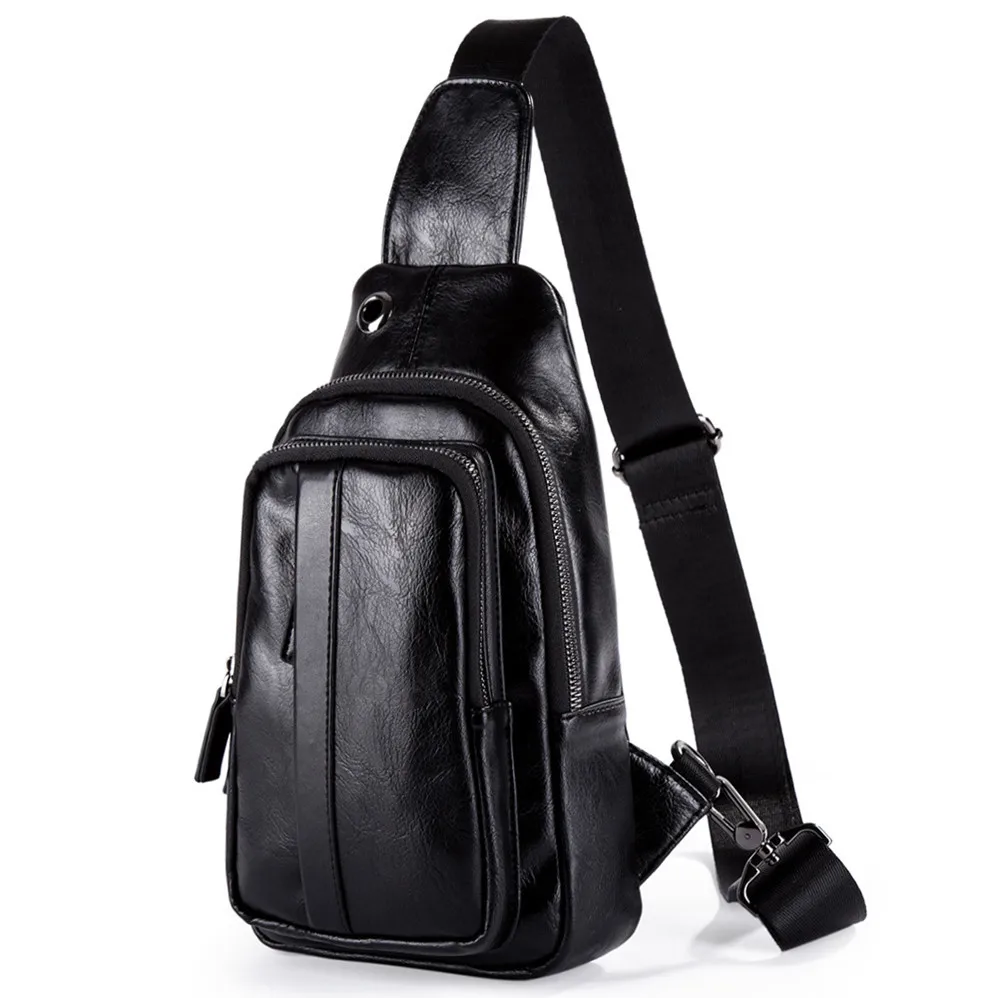 

W1081 D-2018 new casual men's chest bag multi-function shoulder bag business Korean headphone hole messenger bag wholesale