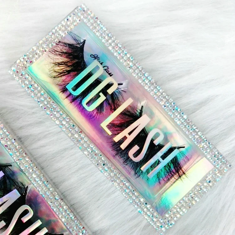 

Custom Eyelash Packaging Plastic 5D Mink Eyelash Boxes Glitter Lash Box, Black