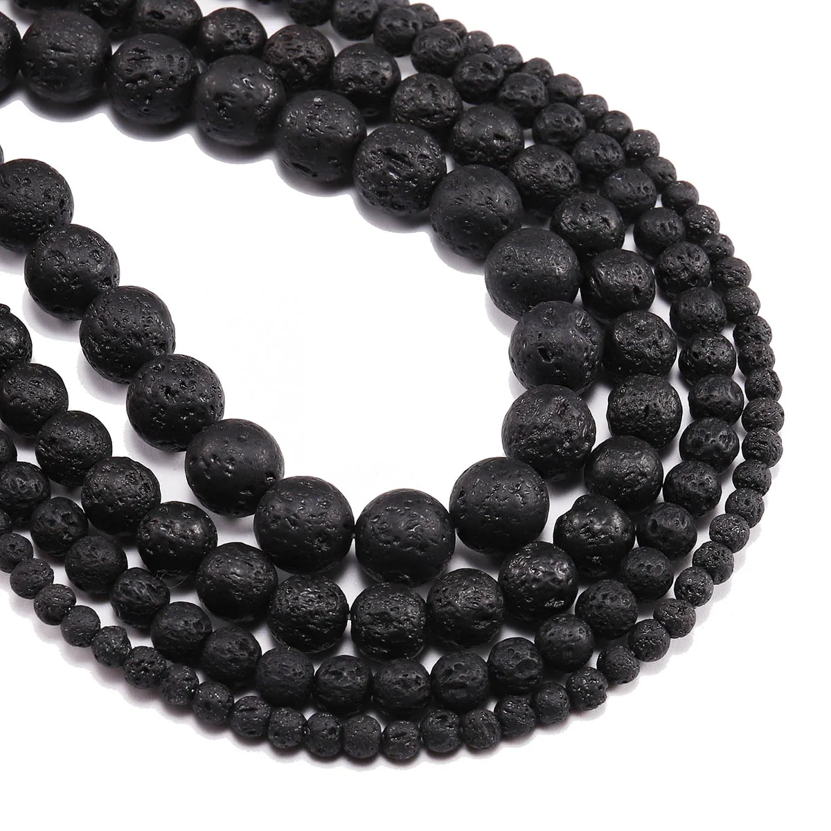 

1strand/lot Natural Stone Black Rock Lava Beads 4/6/8/10/12 mm Round Loose Spacer Bead For DIY Jewelry Making Bulk Wholesale, Black white yellow red blue brown purple green