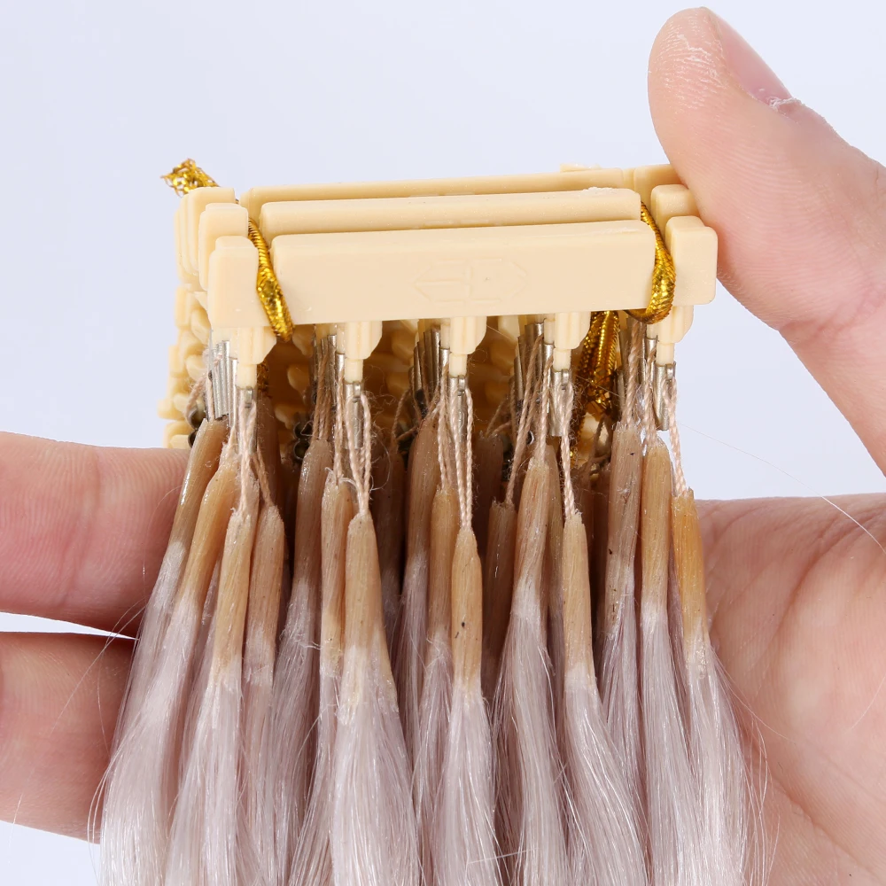 

TopElles 10a grade virgin human hair sliver white blonde color 6d hair extensions 2nd generation, Custom colors