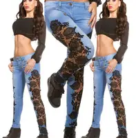 

New Design Fashion Lace jeans 2020 Denim Women Jeans Sexy Slim Skinny Pants Women jeans 2020
