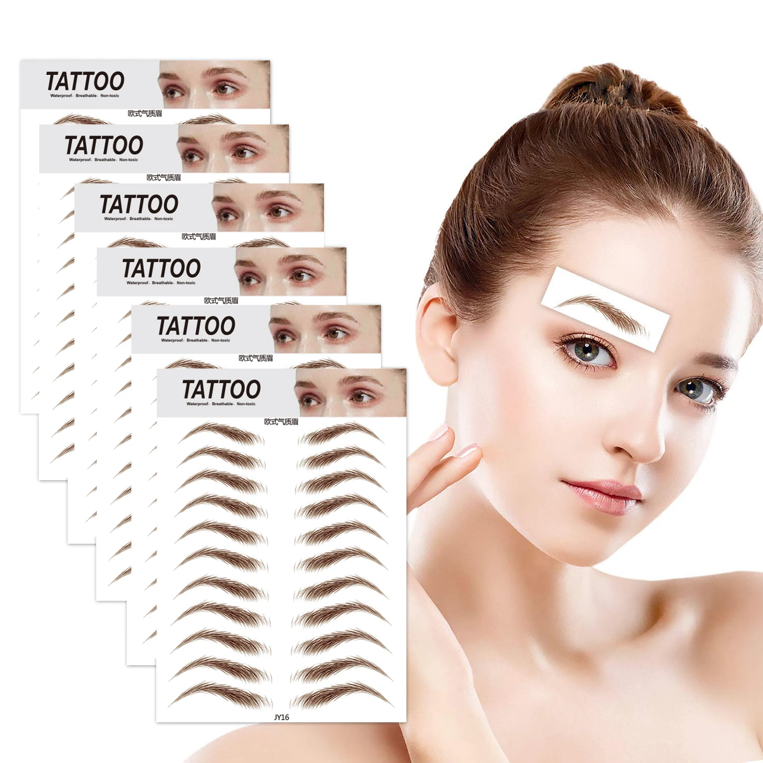 

JS custom waterproof face water transfer 4d adult eyebrow removal tattoo stickers, 4c printing,gold,silver,metallic