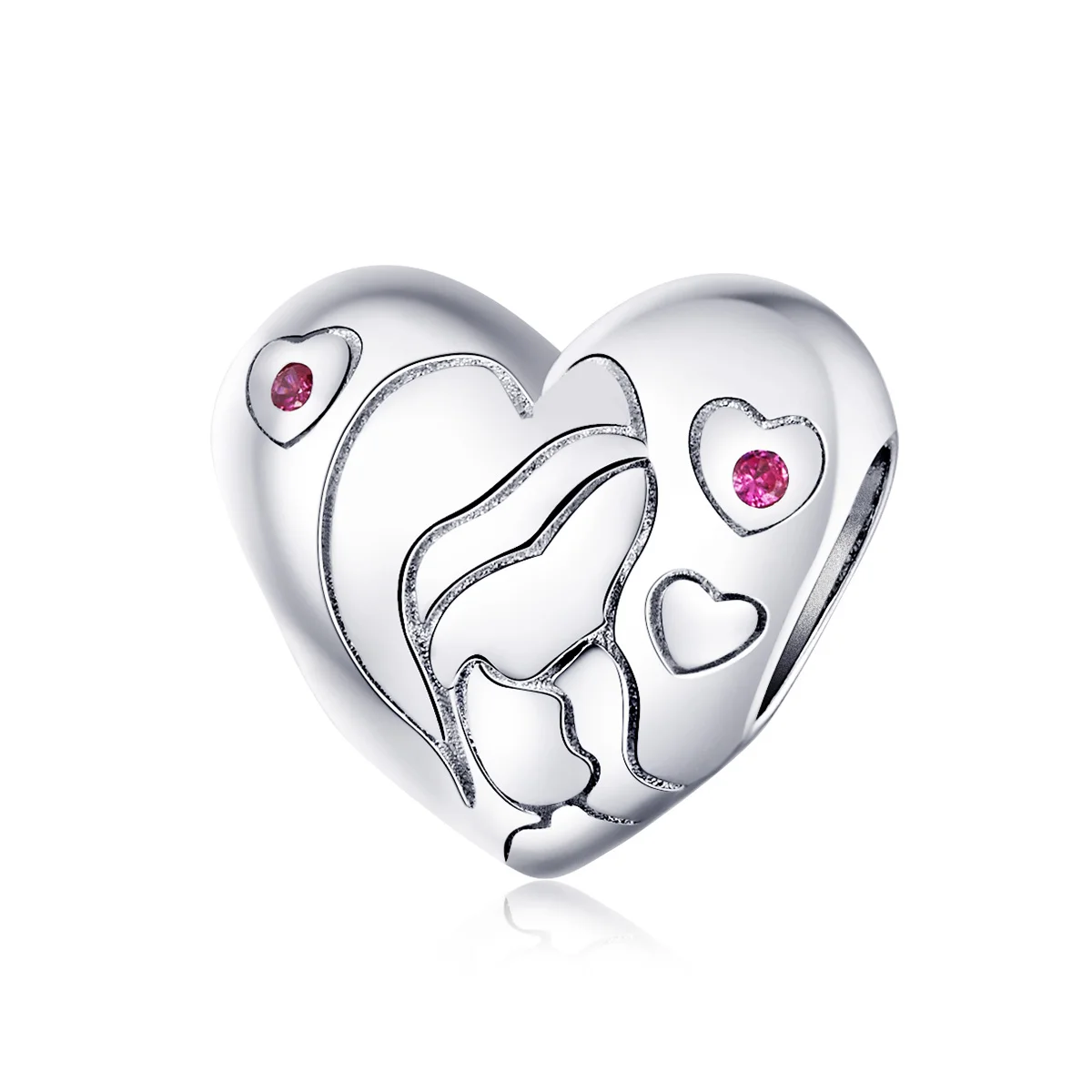 

BAMOER Mother's Day Collection 925 Sterling Silver Heart Mom and Baby Charm fit for Original Silver Bracelet or Bangle BSC216