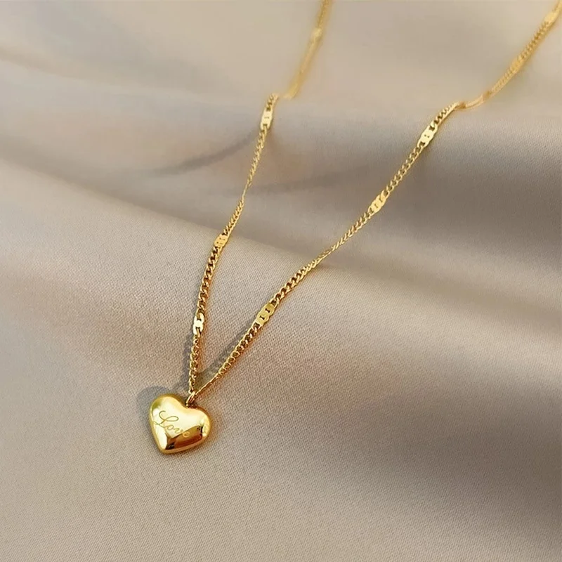 

316L Love Necklace Stainless Steel Gold Color 18k peach Heart Necklaces For Women Chokers 2021 Trend Festival Party Gift Jewelry