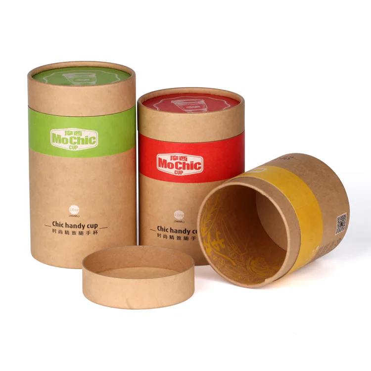 Round Cardboard Luxury Paper Coffee Cup Kraft Tube Mug Packaging Box