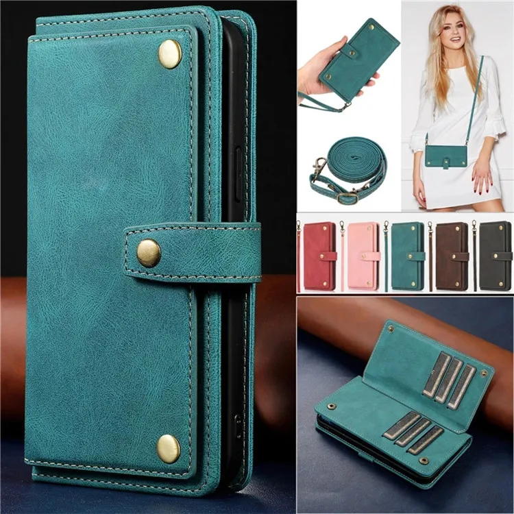 

Long Lanyard Leather Case for iPhone 13 13 pro max 12 X XR Xs max 7 8 plus Wallet Bag Crossbody Cover Coque