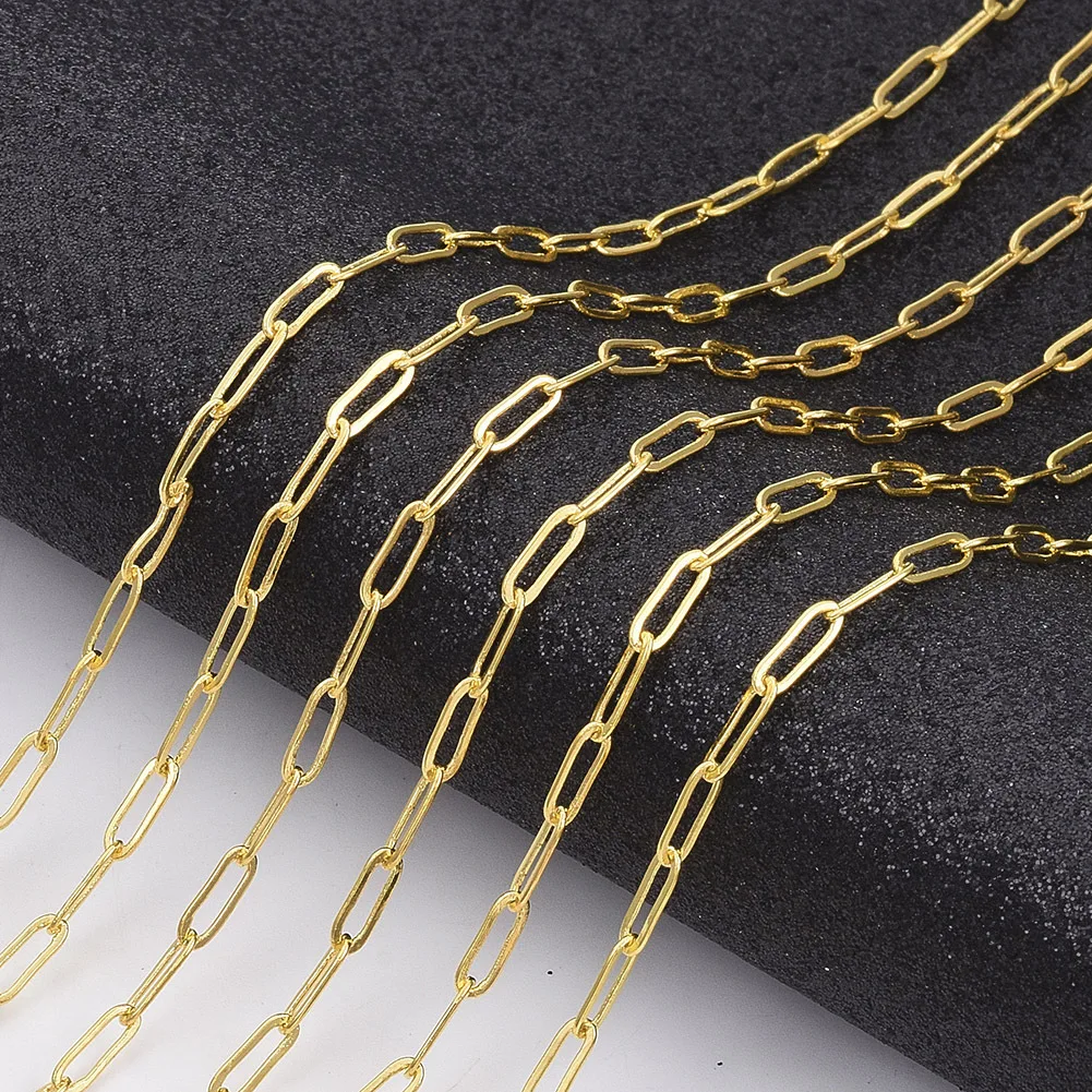 

Hot Sell 4mm Stainless Steel Paperclip Necklace Women 18K Gold Oval Rectangle Paperclip Link Chain Necklace