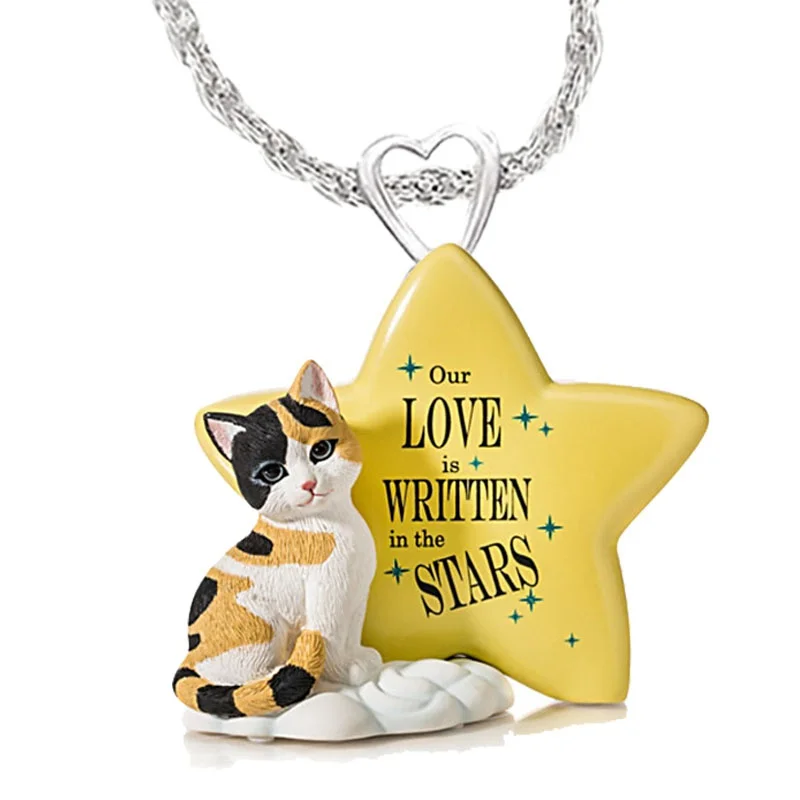 

Fashion Five-pointed Star Necklace Girl Pendant Cat Necklace Kid's Favorite Jewelry Necklace