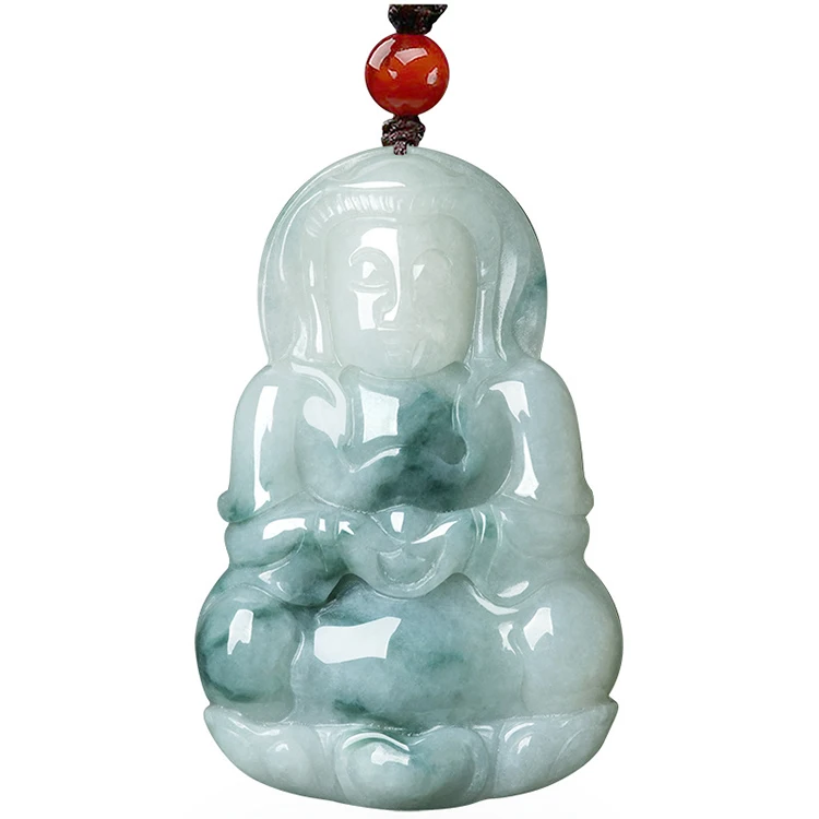 

Certified Grade A Myanmar Natural Jade Floating Flower Guanyin Buddha Statue Pendant Ice Kind Pendant Jewelry Male Myanmar Jade